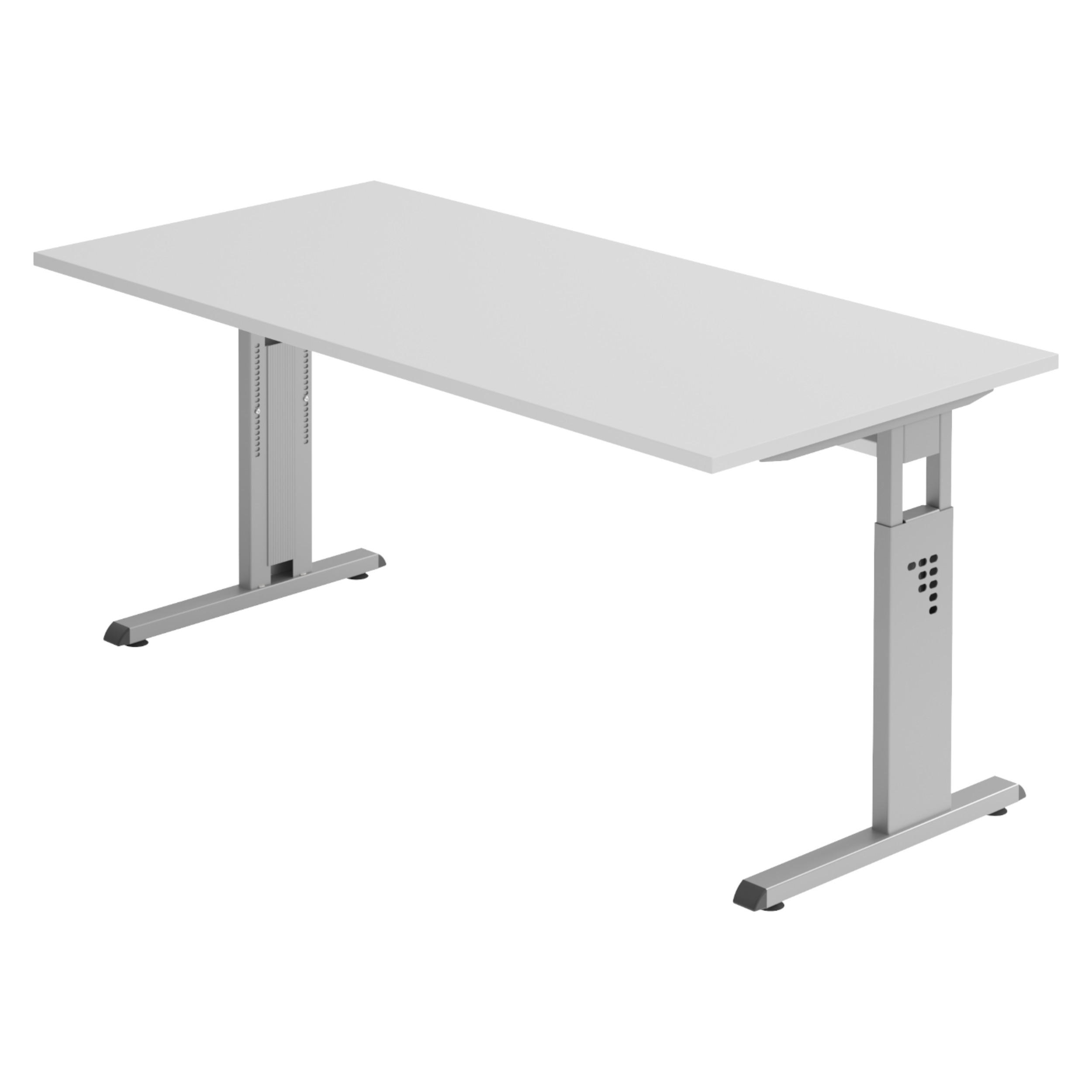 SCHREIBTISCH Serie-O 80/180/74 cm in Grau/Silberfarben - Silberfarben/Grau, Holzwerkstoff (80/180/74cm) - bümö
