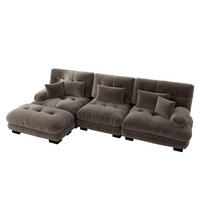 ECKSOFA 313/145/81 cm braun aus Chenille modular mit Ottomanen - Braun, Textil (145/313cm) - OKWISH