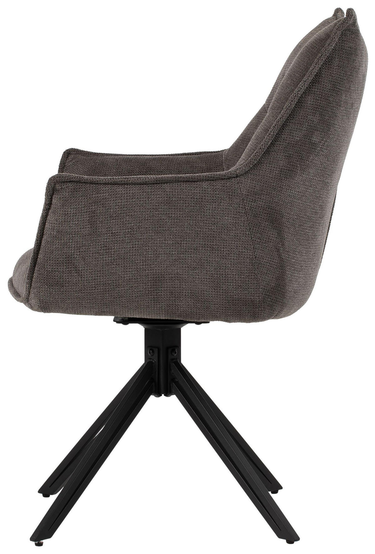 DININGSESSEL Ginosa - drehbar - dunkelgrau - Dunkelgrau/Graubraun, Textil/Metall (62/90/66cm) - bene living
