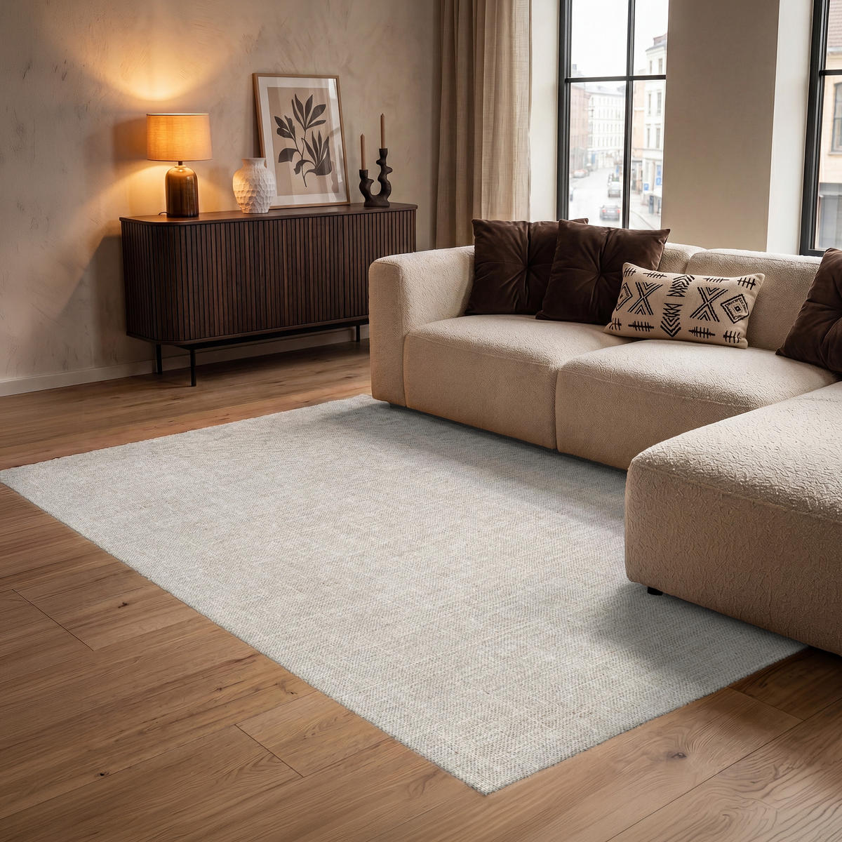 OnlyWow TEPPICH - Leinen - Textur - Beige
