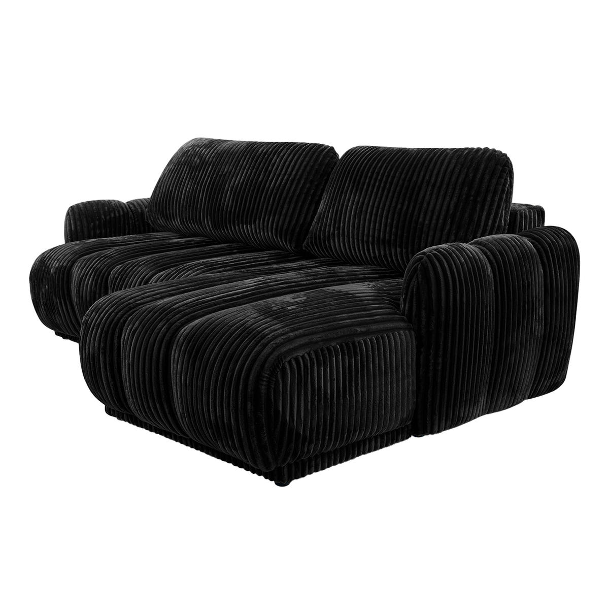 ECKSOFA CAMILO mit Schlaffunktion, Schwarz - Schwarz, Textil (220/150cm) - Fedve