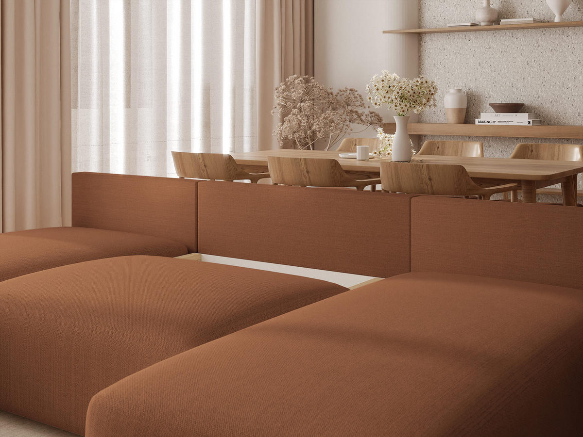 WOHNLANDSCHAFT ELVO mit Schlaffunktion und Bettkasten Braun - Braun, Holzwerkstoff/Kunststoff (300/91/190cm) - Idohome