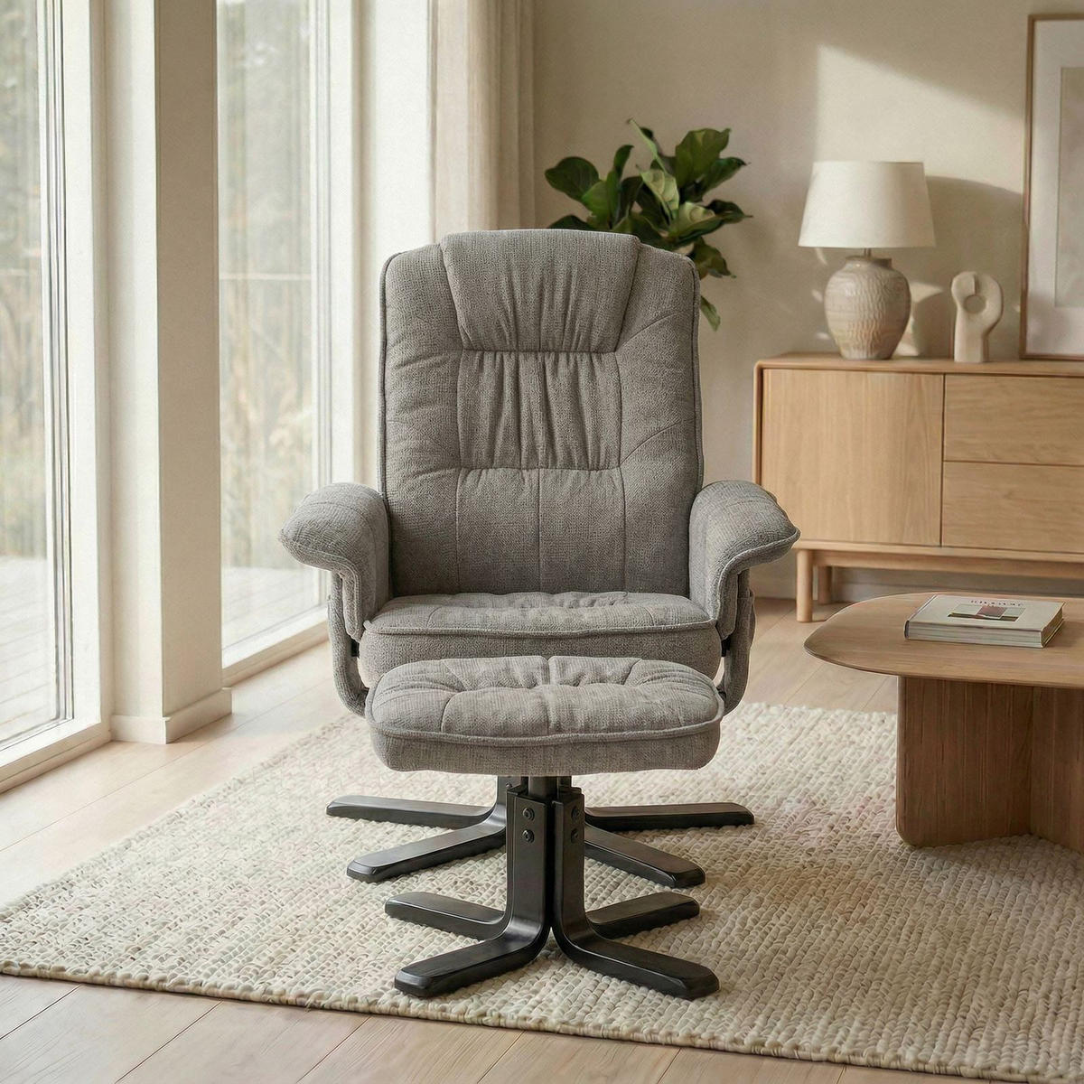 RELAXSESSEL CHARLY - Schwarz/Grau, Textil (76/87/61cm) - IDIMEX