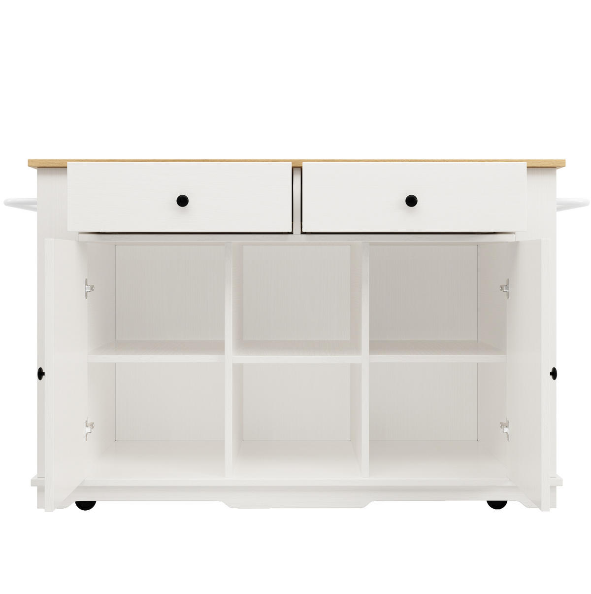 KÜCHENINSEL 151,5/84,7/91,7 cm Weiß/Natur aus MDF und Metall mit klappbarer Seite - Weiß, Holzwerkstoff (59.7/91.7/151.5cm) - OKMYHOME