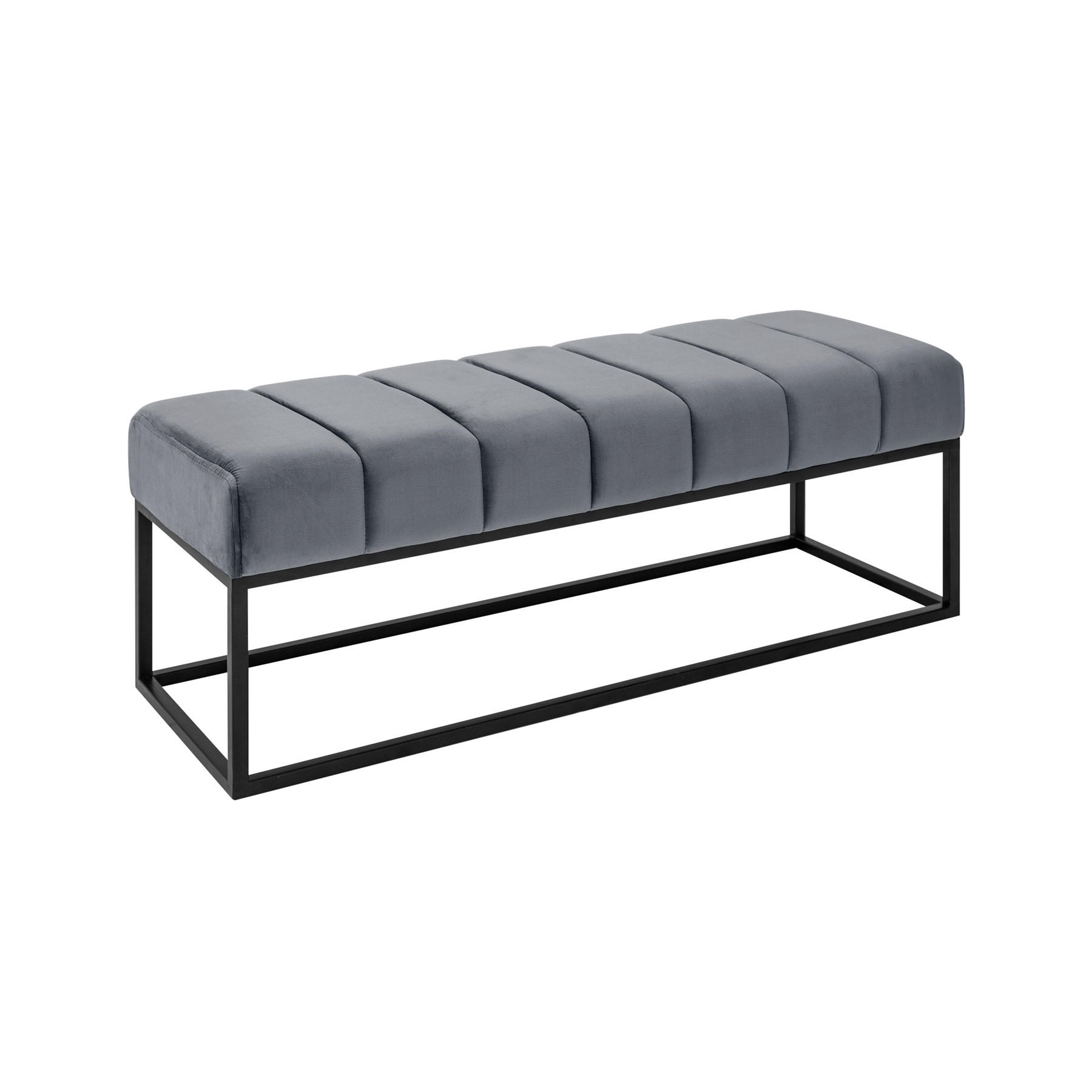 SITZBANK PETIT BEAUTÉ Samt Silbergrau 110 cm - Schwarz/Grau, Textil/Metall (108/40/40cm) - riess-ambiente