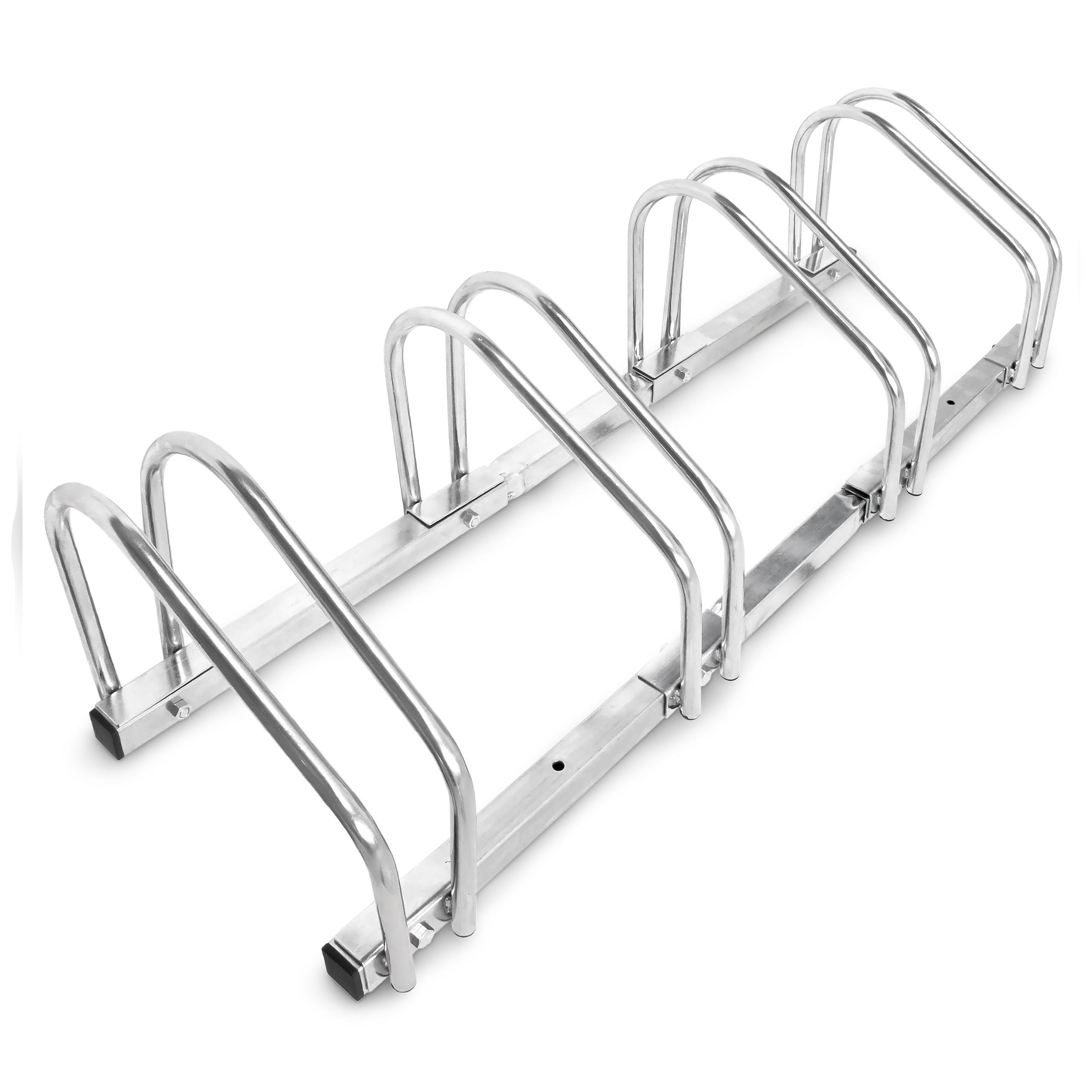FAHRRADSTÄNDER Silber 4 Fahrräder Stahl verchromt - Silberfarben, Metall (100/26/32cm) - Relaxdays