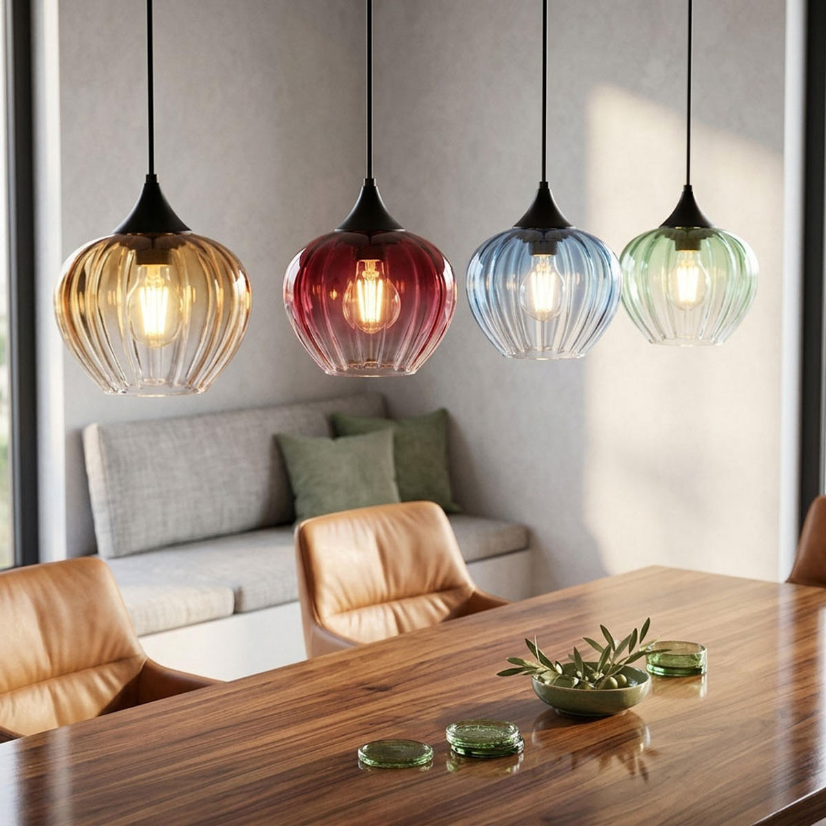 HÄNGELEUCHTE Glas bunt Schwarz - Schwarz, Glas (111/18/120cm) - Globo Lighting