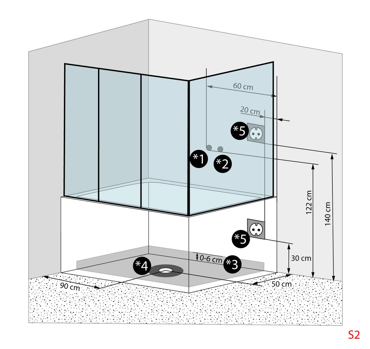 BADEWANNE mit Tür Dusche K88-WS-EH-A-EC-EA - Weiß, Glas/Kunststoff (180/228/100cm) - AcquaVapore by Sandra Jentho