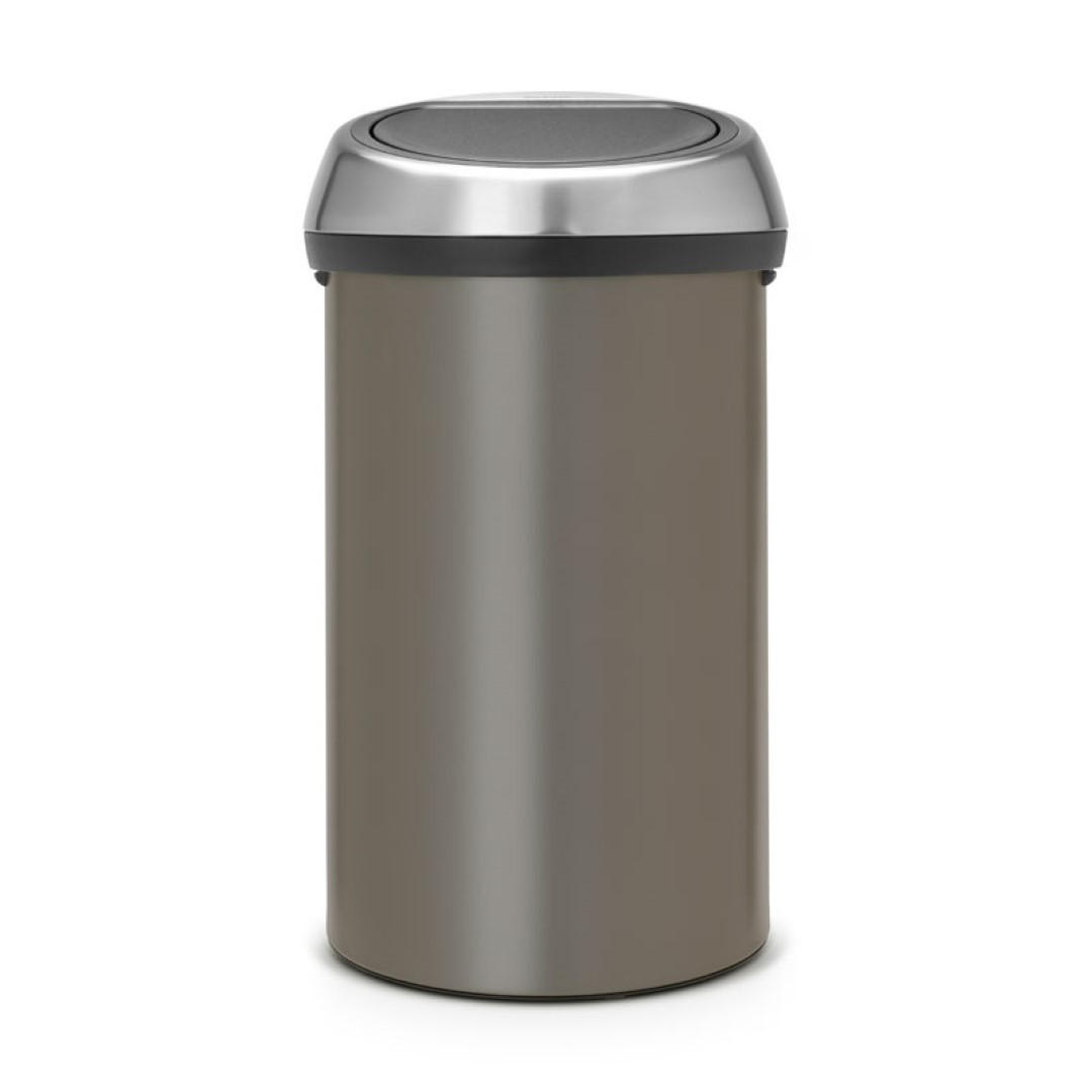MÜLLEIMER Mit Soft Touch Öffnung 60 Liter 71 x 40 x 40 cm Metall Platin - Grau, Metall (40/71/40cm) - PROREGAL