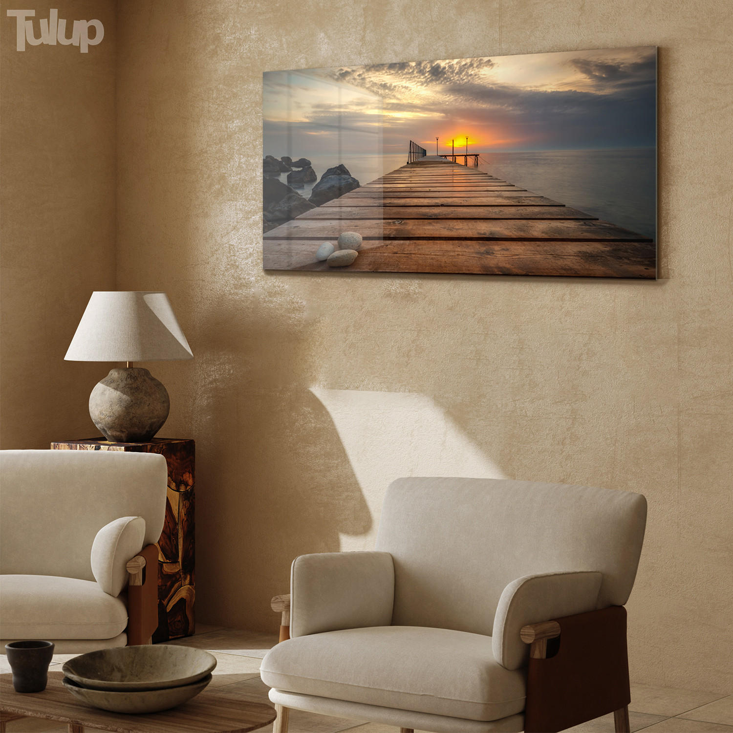 GLASBILD 120x60 cm Meereslandschaft - Cognac, Glas (120/60cm) - TULUP