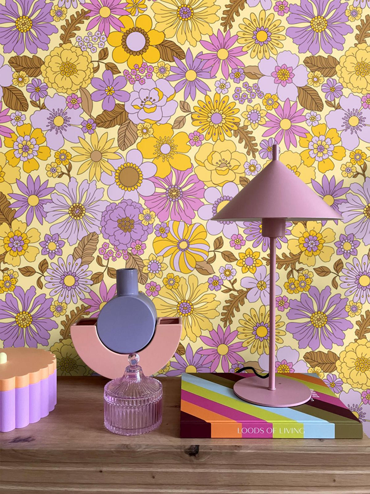 TAPETE Retro Blumen 50 x 900 cm - Gelb, Papier (50/900cm) - ESTAhome