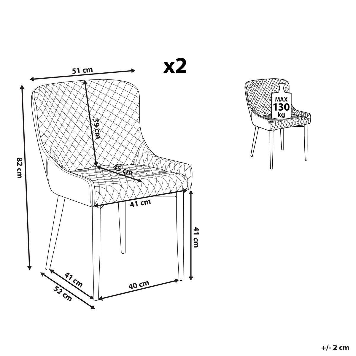 ESSZIMMERSTUHL 2er-Set Samtstoff Gelb Solano - Gelb, Textil/Metall (51/82/52cm) - Beliani