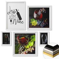WANDBILDER 5er-Set - 50x50 cm & 20x30 cm & 40x60 cm Weißer Rahmen - Weingläser mit Trauben und Inschrift - Weiß, Kunststoff (40/60cm) - ArtPrintCave