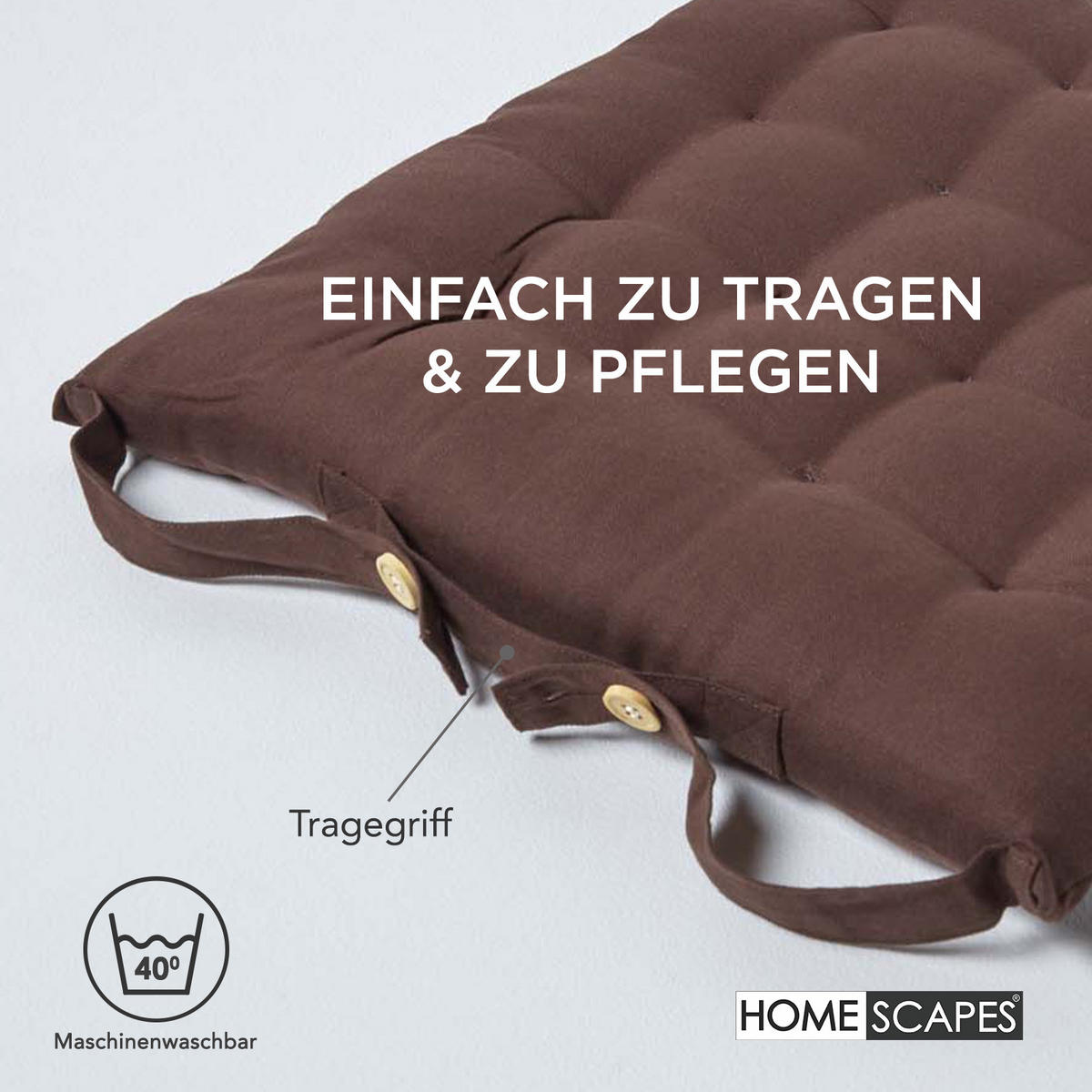 STUHLKISSEN 6er-Set braun 40/40/6,5 cm - Braun, Textil (40/40/6.5cm) - Homescapes