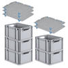 EUROBOX 5x Nextgen Economy Mit Auflagedeckel Grau/Blau Griffe Offen 20 Liter - Blau, Kunststoff (30/22/40cm) - PROREGAL