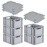 EUROBOX 5x Nextgen Economy Mit Auflagedeckel Grau/Blau Griffe Offen 20 Liter - Blau, Kunststoff (30/22/40cm) - PROREGAL