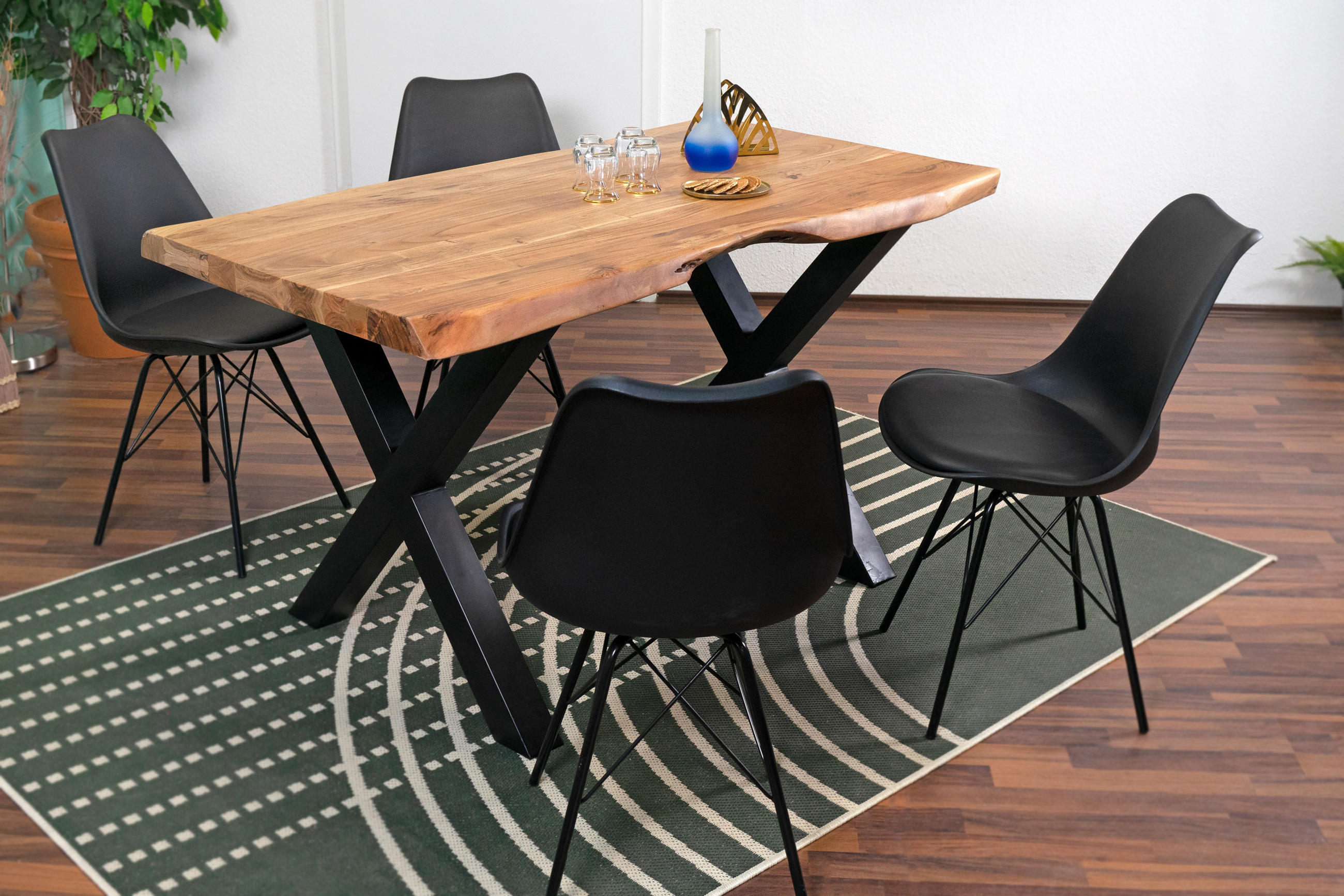 ESSTISCH CALI - Beige/Schwarz, Holz/Metall (80/120/77cm) - SAM