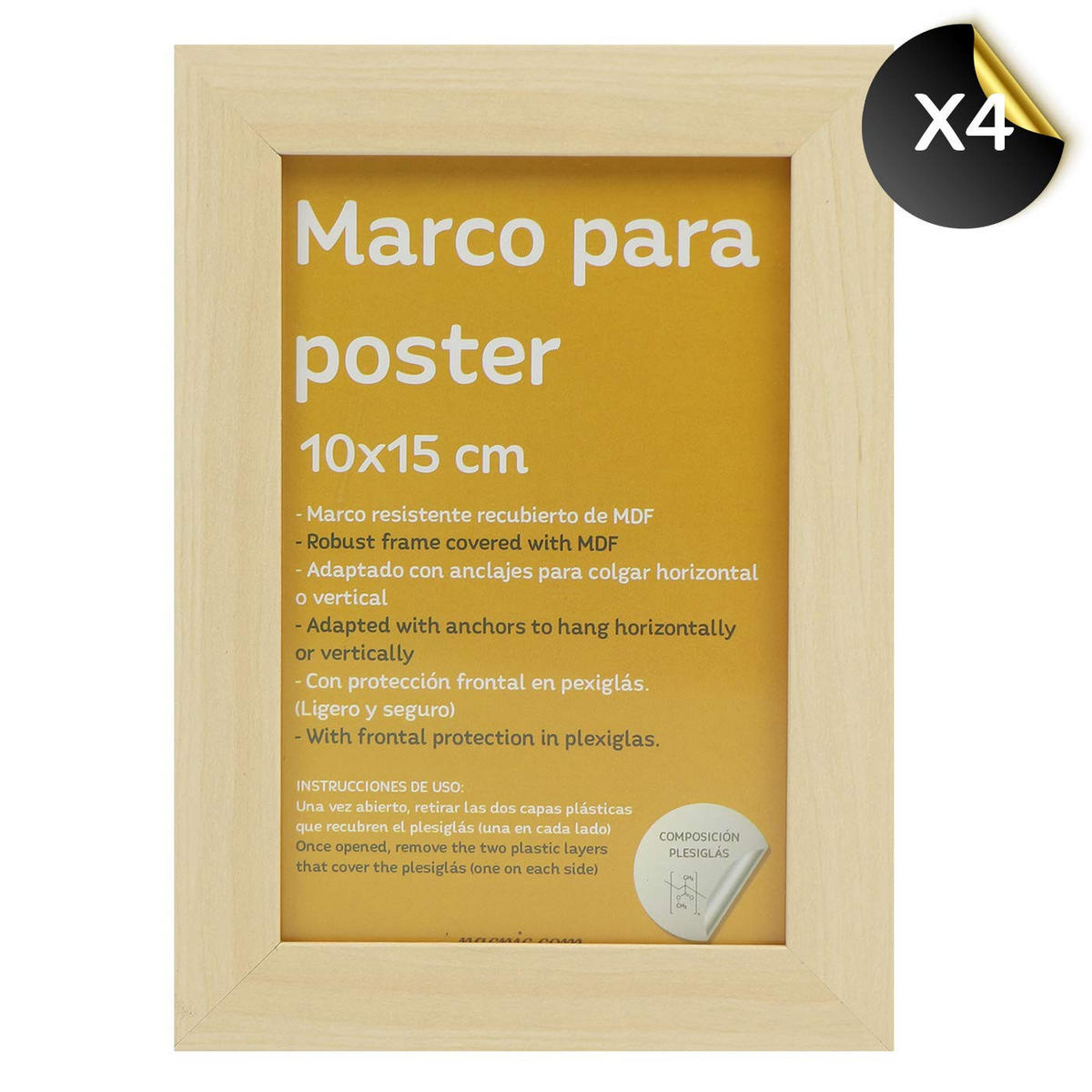 RAHMEN Set mit 10 aus MDF und Acrylglas Schutz und Aussteller für Fotografien, Bilder, Poster, Gemälde Farbe Hellholz 20x25, 13x18, 10x15 cm - Beige, Holz (20/3/25cm) - Nacnic