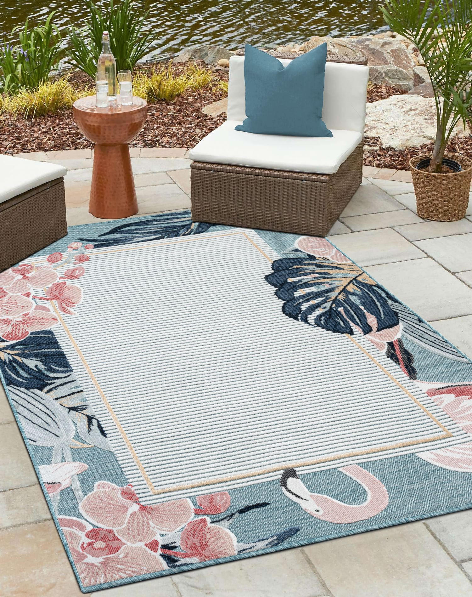 OUTDOORTEPPICH Kairos Türkis,Altrosa,Dunkelblau 140/200 cm - Türkis, Textil (140/200cm) - My-Rug
