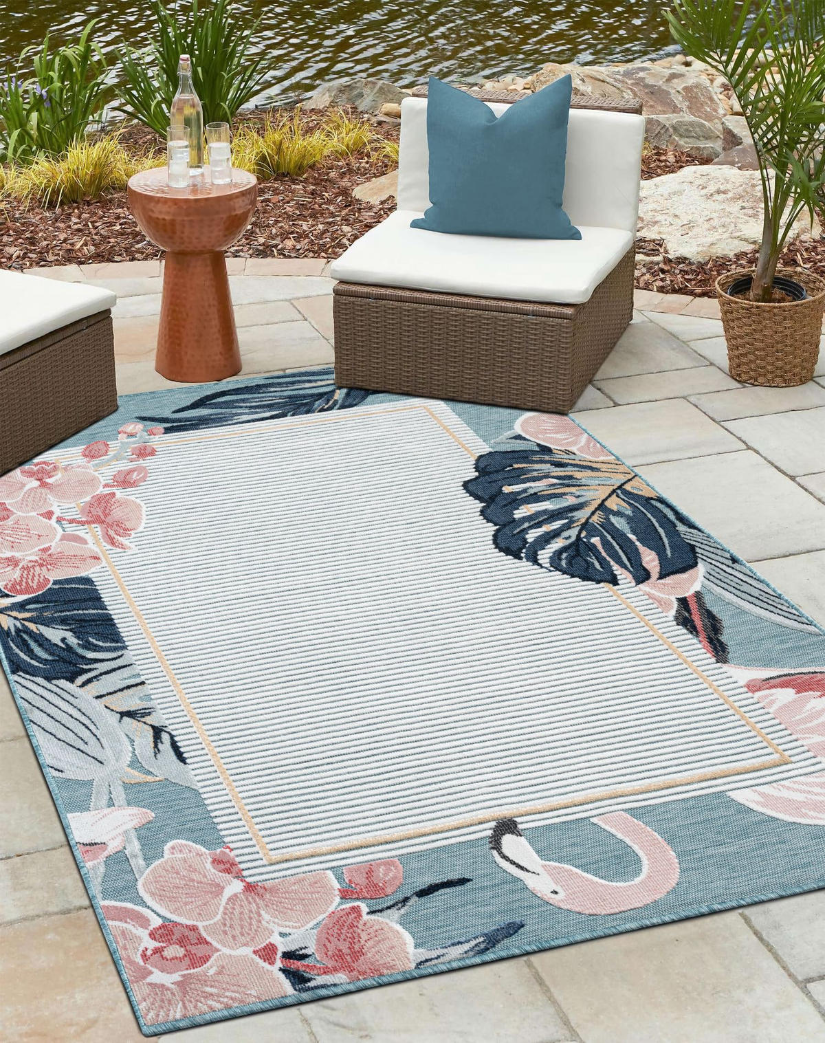 OUTDOORTEPPICH Kairos Türkis,Altrosa,Dunkelblau 140/200 cm - Türkis, Textil (140/200cm) - My-Rug