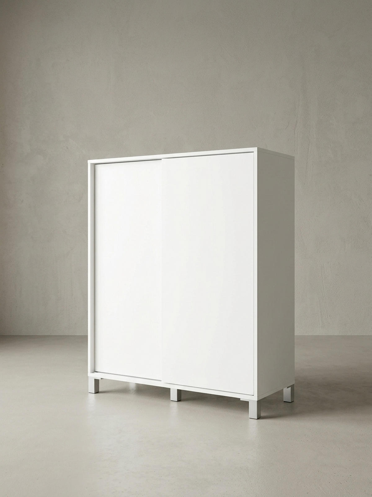 SCHUHSCHRANK Holz für 20 Paar Schuhe mit Schiebetüren, Weiß 100x38x108 cm - Silberfarben/Weiß, Holz/Kunststoff (100/108/38cm) - KADIMA DESIGN