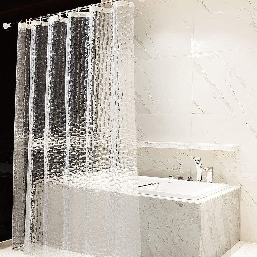 DUSCHVORHANG halbdurchsichtig EVA 3D wasserdicht waschbar schimmelresistent mit Ringen Badezimmer ohne PVC - Weiß, Textil (180/200cm) - MCBOSON