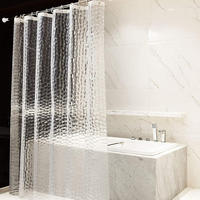 DUSCHVORHANG halbdurchsichtig EVA 3D wasserdicht waschbar schimmelresistent mit Ringen Badezimmer ohne PVC - Weiß, Textil (180/200cm) - MCBOSON