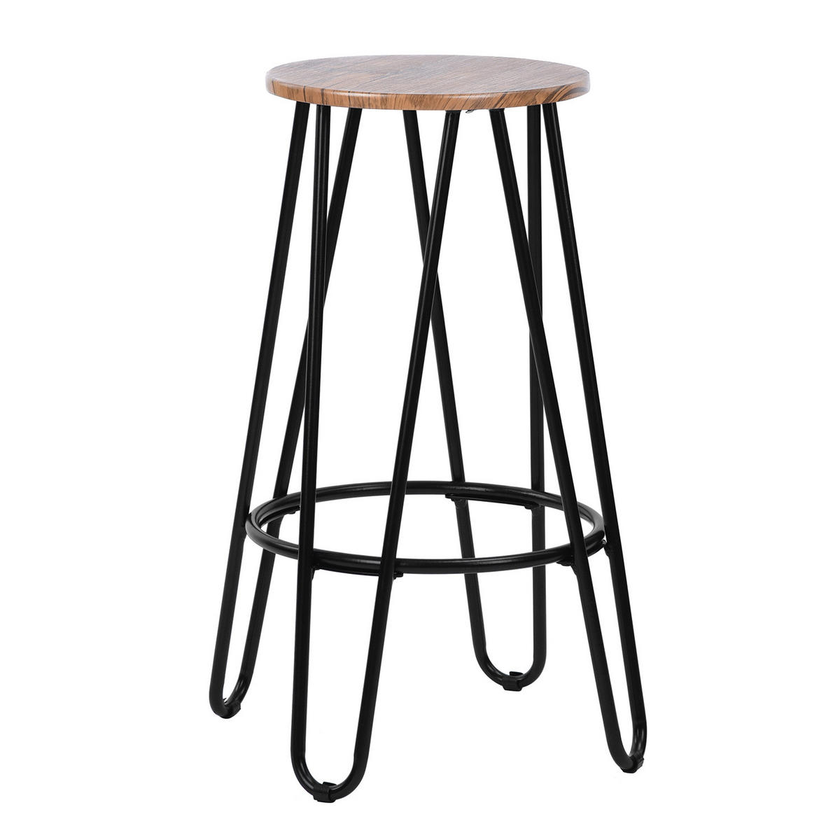BARHOCKER 2er-Set Metallbeine, Holzkissen - Schwarz/Braun, Metall (30/63/30cm) - Urban Meuble