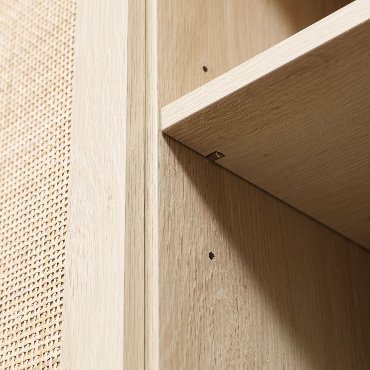 SIDEBOARD Holzwerkstoff/Rattan-Optik, 3 Türen, 136/41/70 cm - Naturfarben, Holz (136/70/41cm) - PANGIVO