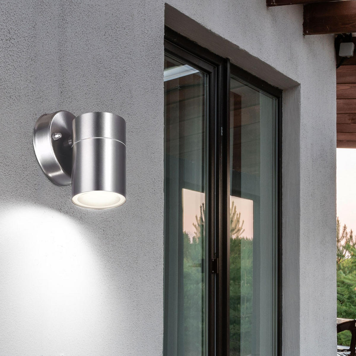 LED AUSSEN-WANDLEUCHTE Edelstahl Silber - Silberfarben, Glas (6/11/9.2cm)