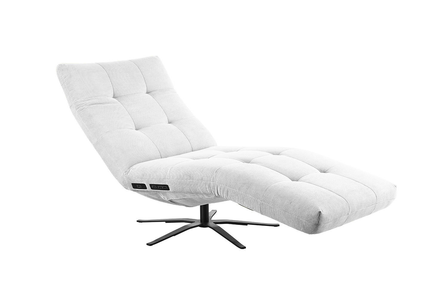 RELAXLIEGE LETICIA Weiß Cord - Schwarz/Weiß, Textil/Metall (82/115/156cm) - KAWOLA