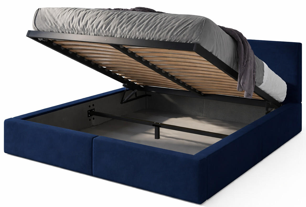 POLSTERBETT Hilton mit Stauraum - Blau, Textil (120/200cm) - Interbeds