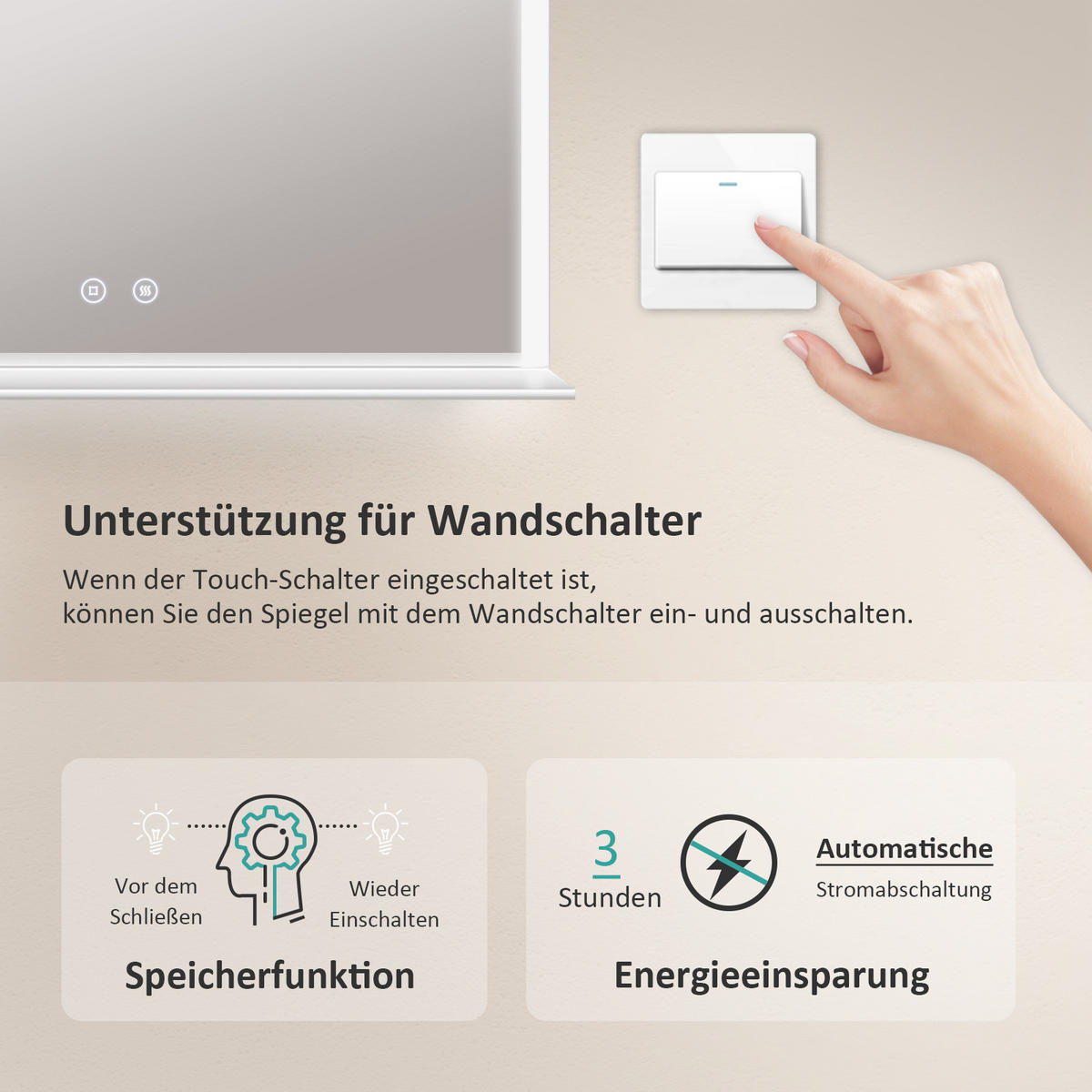 BADSPIEGEL mit Beleuchtung mit Ablage 80/60 cm - Weiß, Glas (60/3/80cm) - EMKE