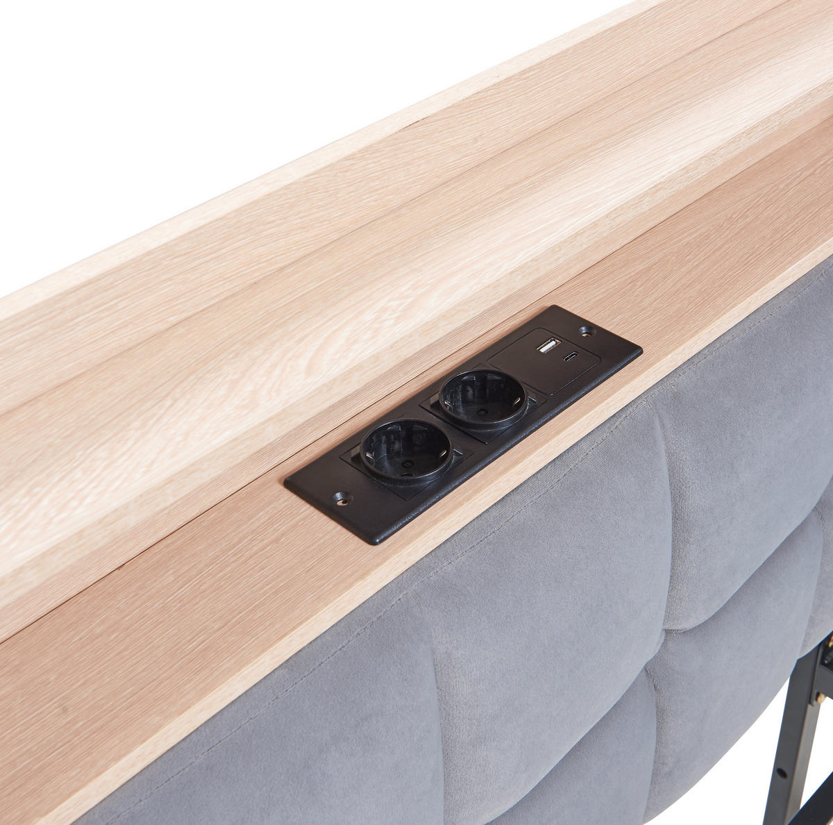 POLSTERBETT 90/200 cm Grau aus Samt mit 2 Schubladen - Grau, Textil (90/200cm) - OKMYHOME