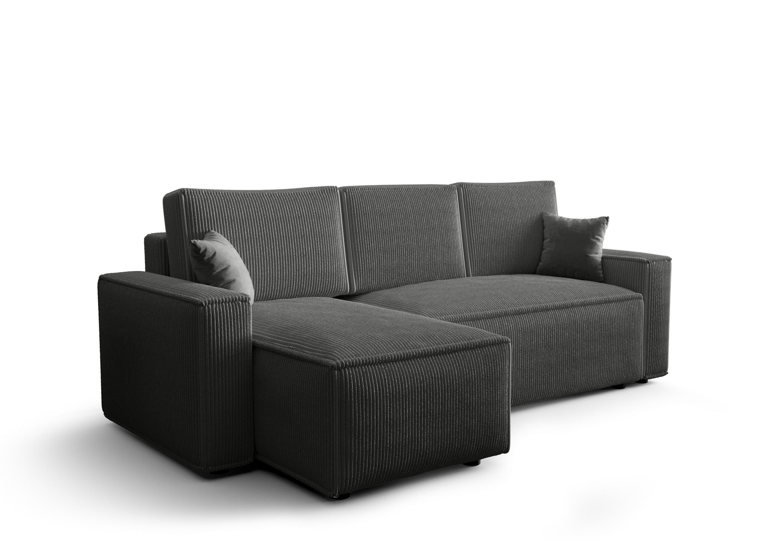 ECKSOFA L AMBRO Poso 60 Links mit Schlaffunktion - Grau, Textil (232/143cm) - Bedante