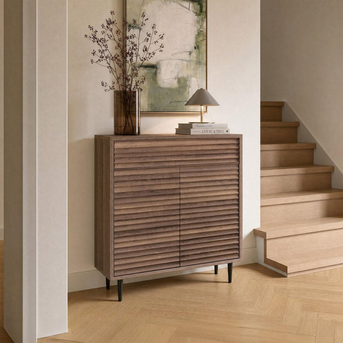 KOMMODE FÜR DIE EINGANGSHALLE Evoke Walnuss 80 cm x 95 cm - Walnussfarben, Holzwerkstoff (80/95/30cm) - Klast Home