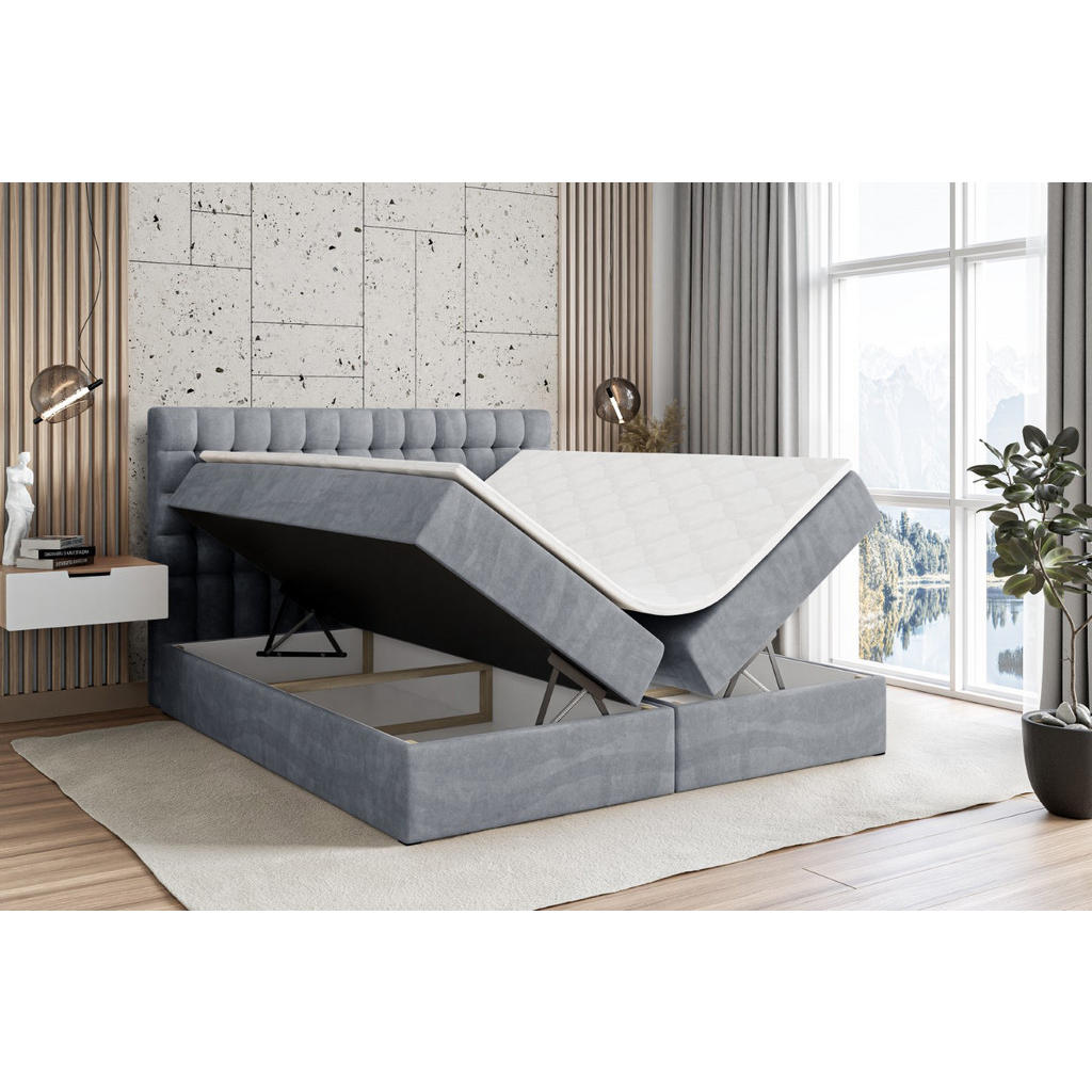 Thumbnail - Altdecor Boxbett, Grau, Holzwerkstoff, Höhe ca. 20 cm, 180x200 cm, Schlafzimmer, Betten, Boxspringbetten