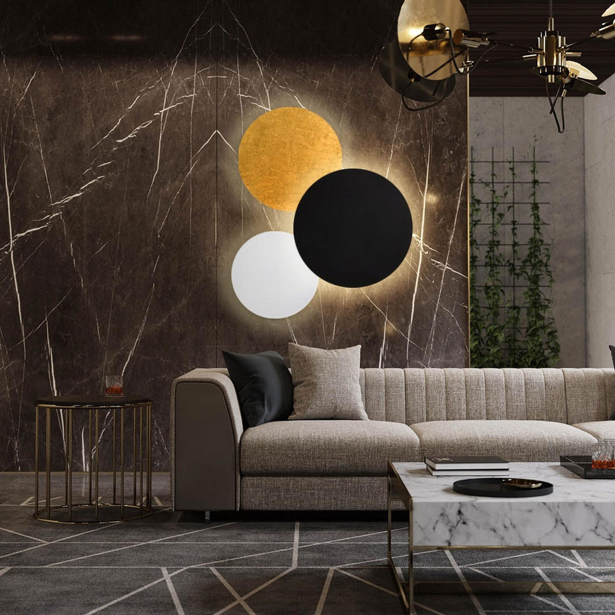 LED-WANDLAMPE Cloud Blattgold Ø 40cm - Goldfarben, Metall (40/4.4/40cm) - s.luce