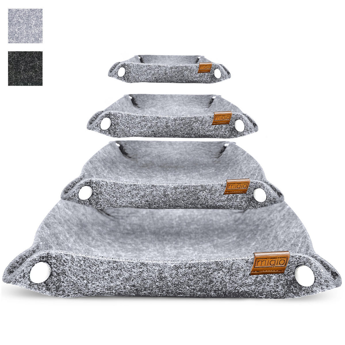 AUFBEWAHRUNGSSCHALE 4er-Set - Dunkelgrau, Textil (33/4/33cm) - Miqio Design