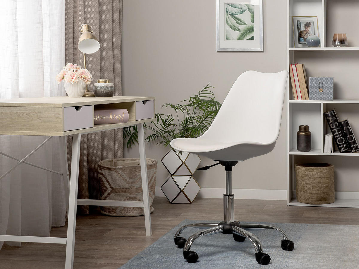 BÜRODREHSTUHL Kunststoff Weiß Dakota - Weiß, Kunststoff/Textil (60/79/60cm) - Beliani