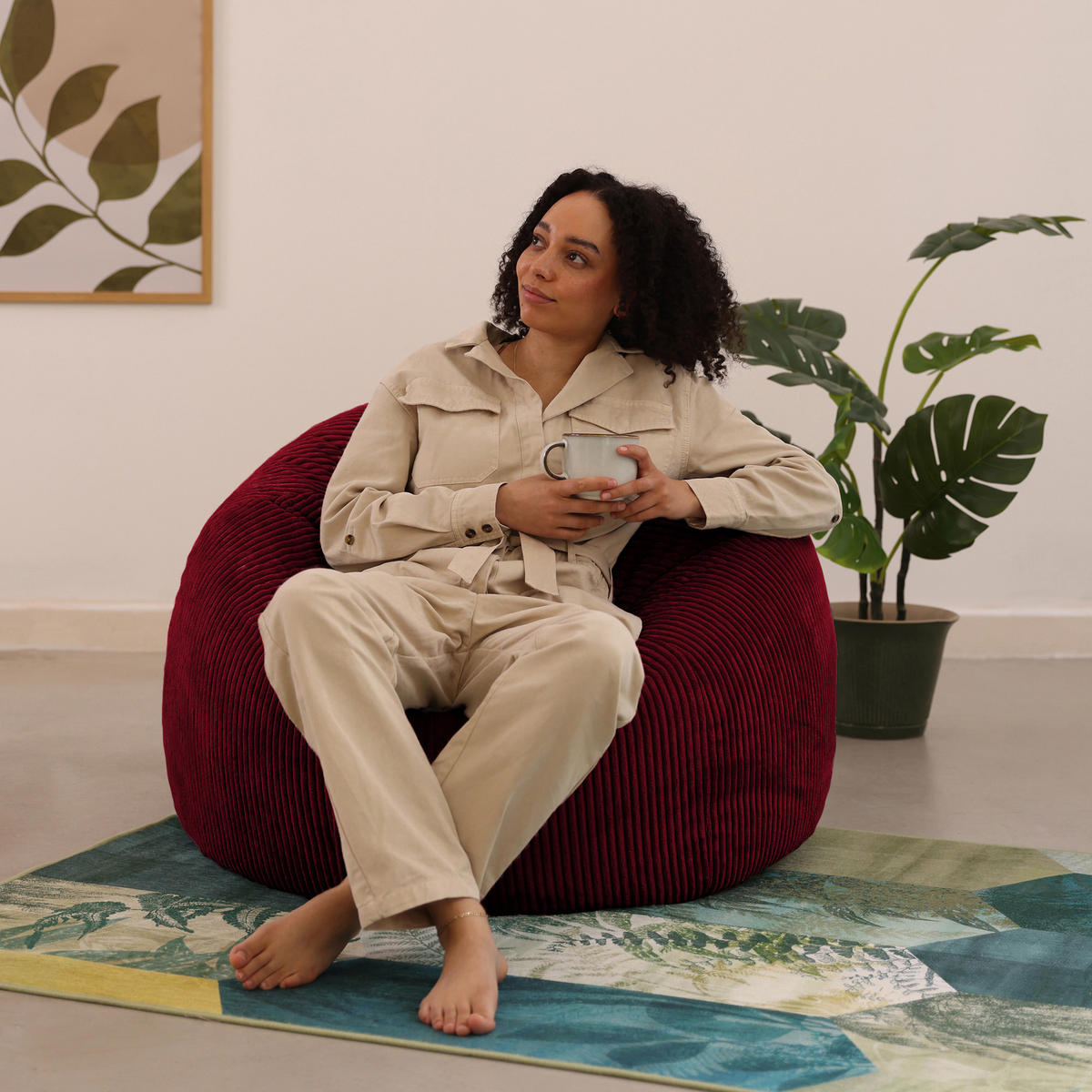 SITZSACK Klassisch Kingston, Cord - Bordeaux, Textil (85/50/85cm) - icon