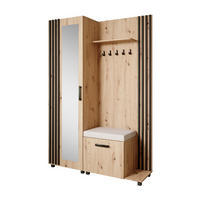 GARDEROBENSCHRANK Livia mit Aufhängern und Spiegel, eiche Artisan, rechts - Schwarz/Eiche Artisan, Holzwerkstoff (137/207/42cm) - Beautysofa