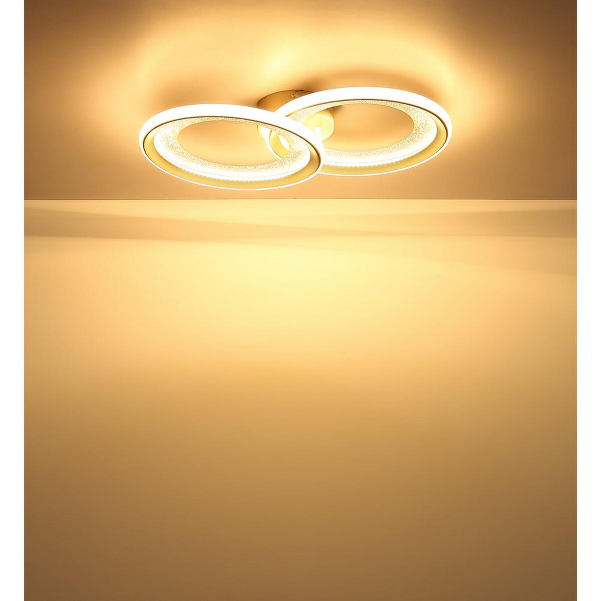 LED DECKENLEUCHTE GLITRA, Metall, Sand - Bernsteinfarben, Metall (52.5/31.5/9cm) - Globo Lighting