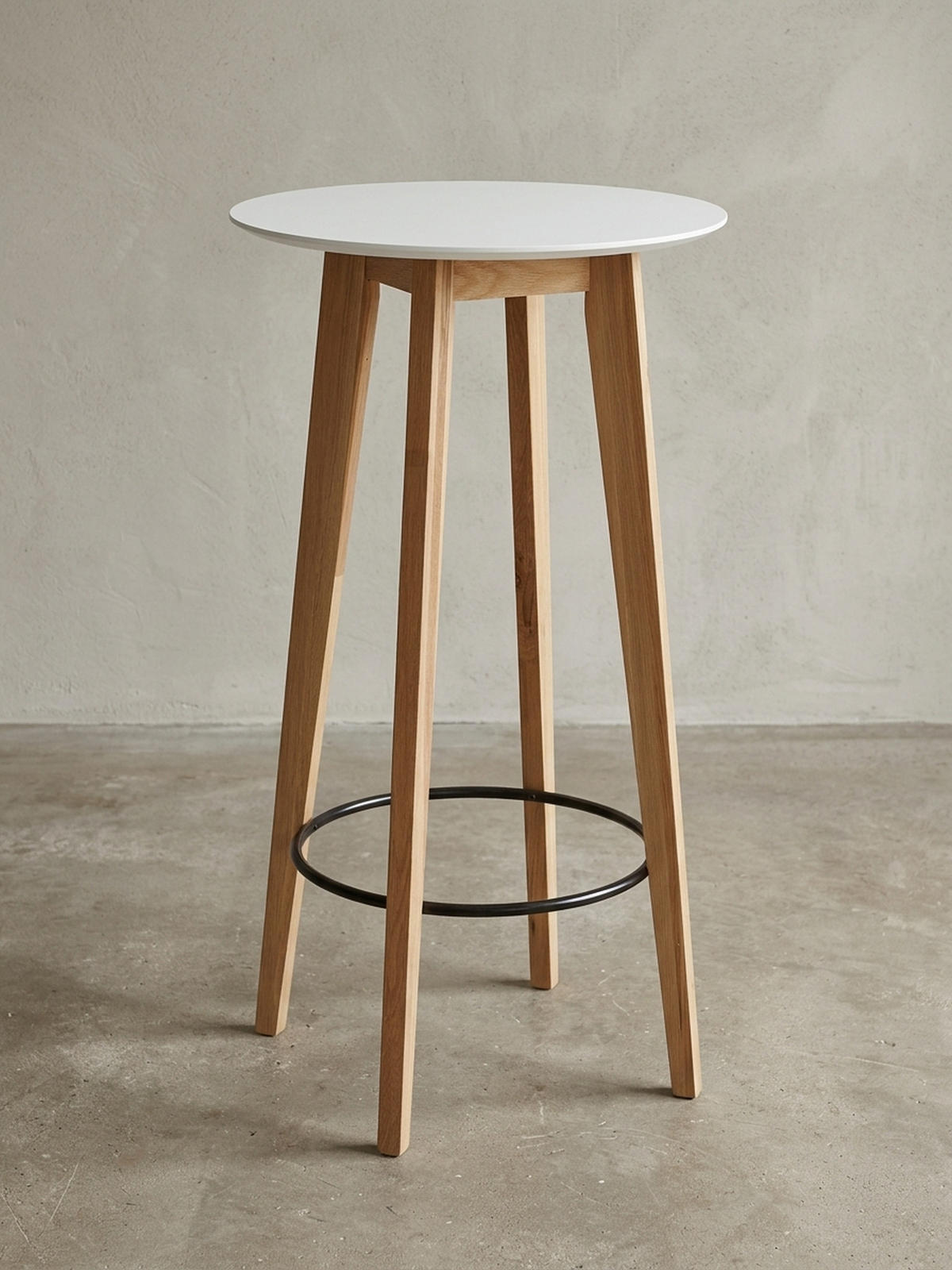 BARTISCH – Skandinavisch, Eiche, rund, 50 kg Belastbarkeit - Weiß/Braun, Eichenholz/Holz (60/60/110cm) - KADIMA DESIGN