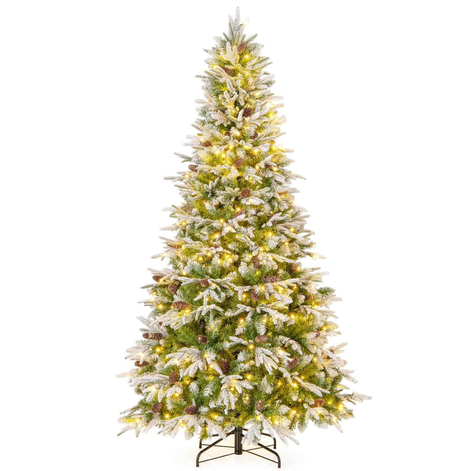 WEIHNACHTSBAUM mit 470 warmweißen LED-Lichtern 225 cm grün - Grün, Metall (225cm) - COSTWAY