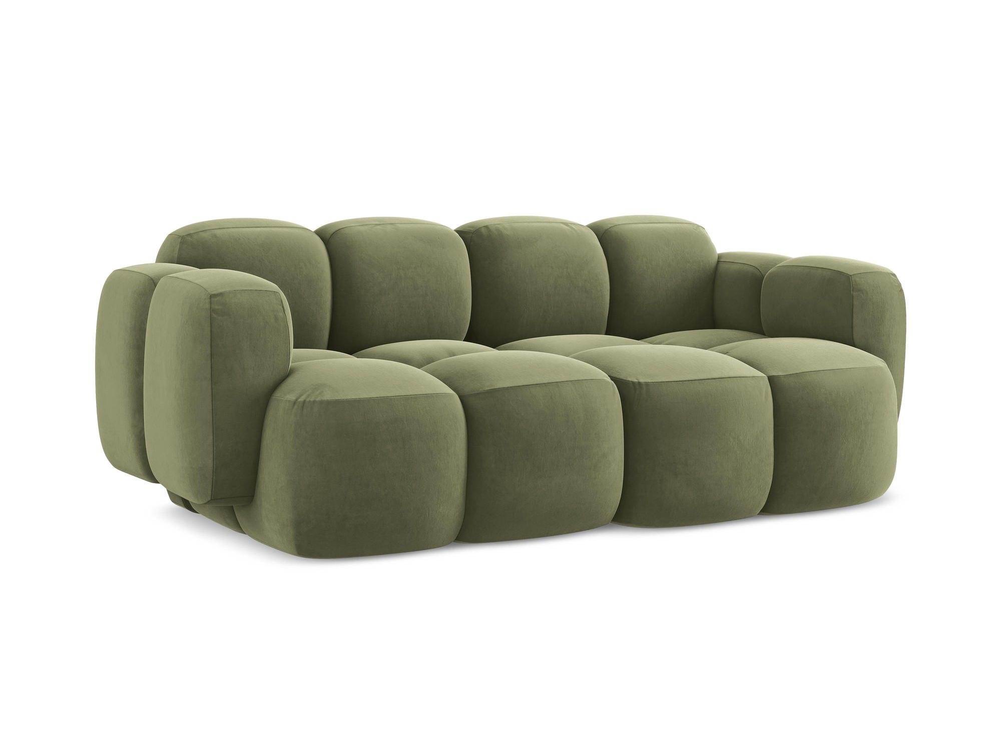 2-SITZER SOFA Samt Stoff Grün - Schwarz/Olivgrün, Holzwerkstoff/Kunststoff (210/72/115cm) - Makamii