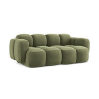 2-SITZER SOFA Samt Stoff Grün - Schwarz/Olivgrün, Holzwerkstoff/Kunststoff (210/72/115cm) - Makamii
