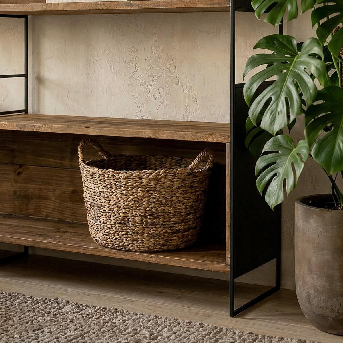 REGAL AMAGI natur, schwarz - Naturfarben, Holz (181/190/35cm) - IDIMEX