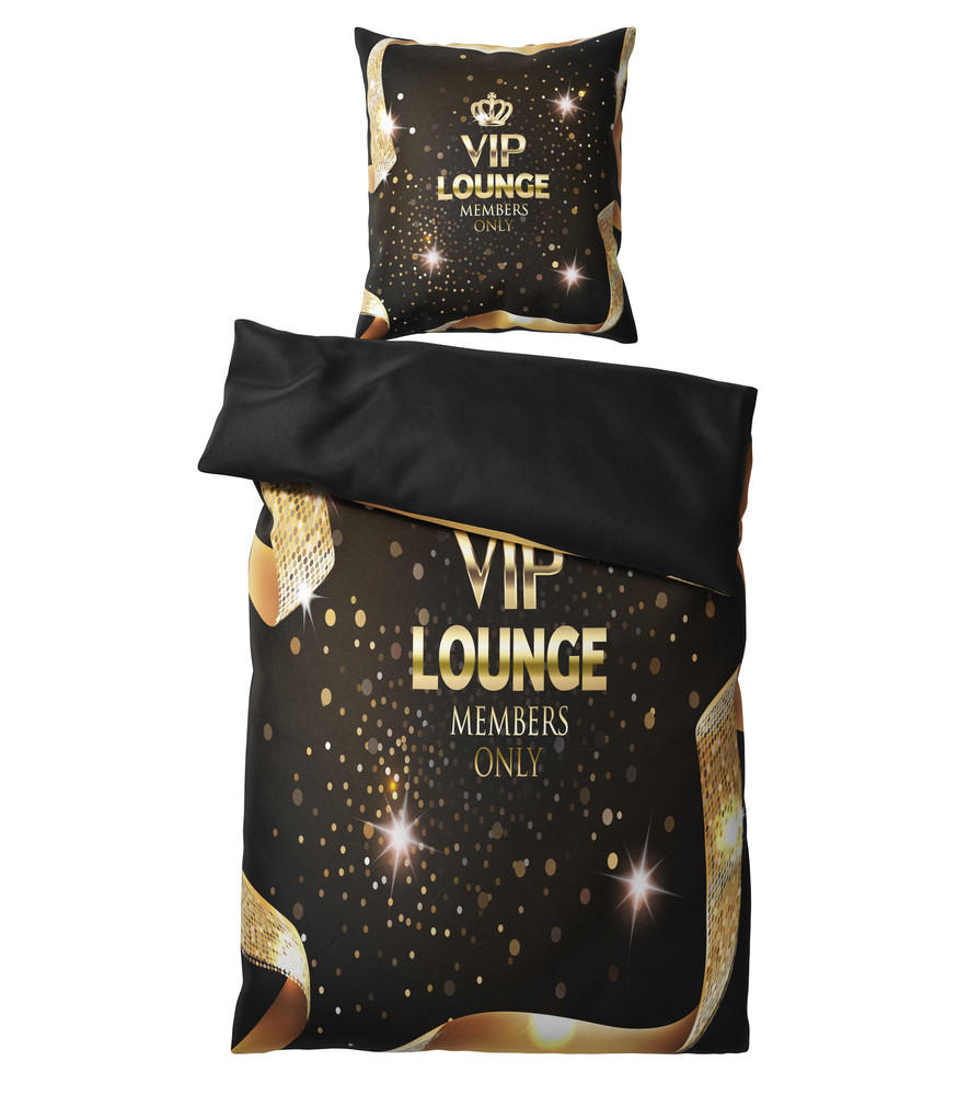 BETTWÄSCHE 2-teilig VIP Lounge - Schwarz, Naturmaterialien (135/200cm) - Sanilo
