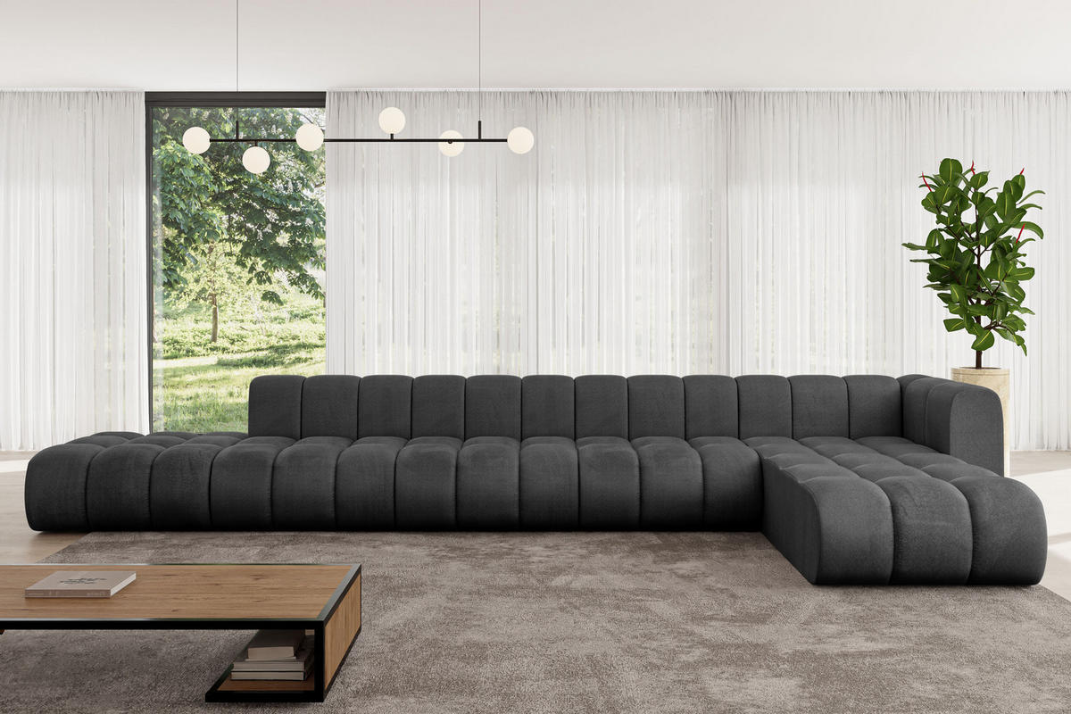 ECKSOFA modulares Sofa Zuvon-L3 - 478x177x70 cm Schwarz - Schwarz, Holzwerkstoff/Textil (478/177cm) - ALTDECOR